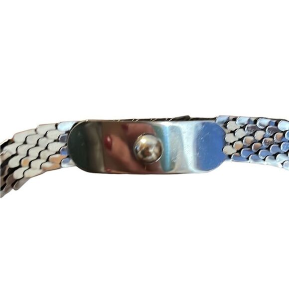 70s Vintage Stretch metal Scale Snake Flexible Belt Silver Floral 26” To 32\